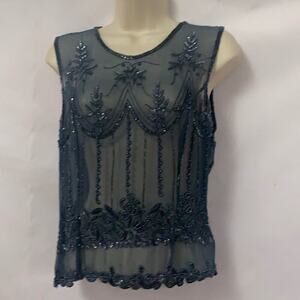 CAROL HORNS’S HABITAT BEADED EMBROIDERY SILK‎ BLOUSE SIZE L